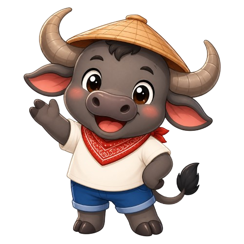 Kalamooo's carabao mascot waving